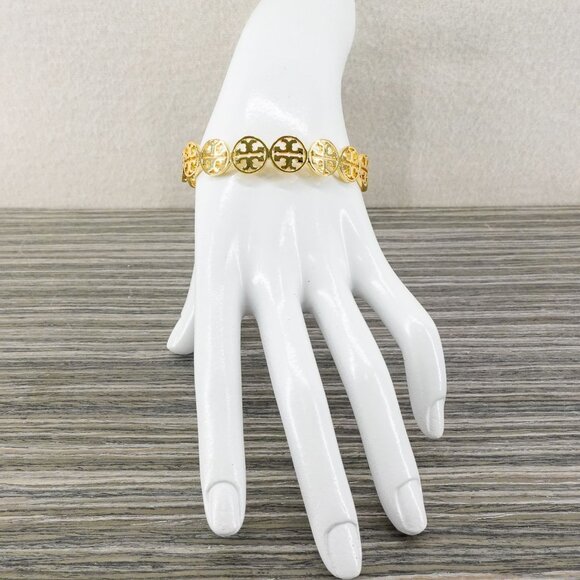 Tory Burch Miller Logo Cuff Bracelet Gold OS - Picture 7 of 10